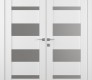 Mirella Vetro Bianco Noble Modern Interior Double Swing Doors by Belldinni