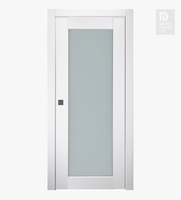 Smart Pro 207 Vetro Polar White Modern Interior Pocket Door by Belldinni