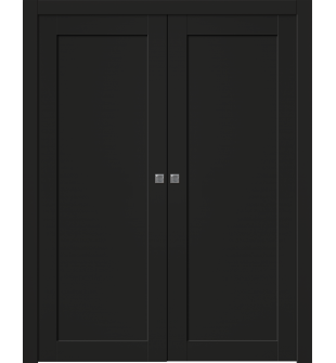 Shaker 1 Panel Black Matte Double pocket doors