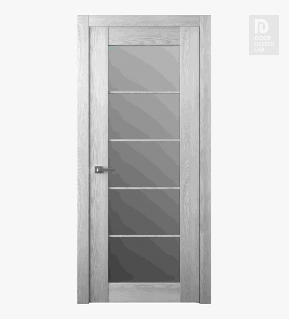 Avon 5 Lite Vetro Ribeira Ash Modern Interior Door by Belldinni