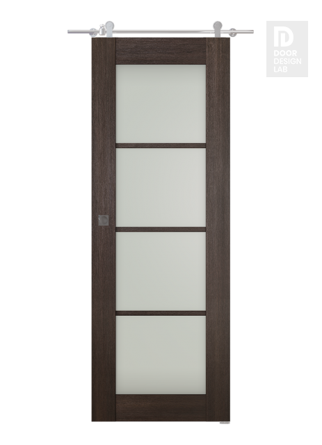Avon 4 Lite Vetro Veralinga Oak Modern Interior Barn Door by Belldinni