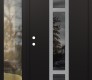 Modern Steel Front Door DIAMOND A9 52" X 80" BLACK/BLACK MIRRORED GLASS PANEL STAINLESS STEEL RHI WITH SIDELITE CLEAR GLASS