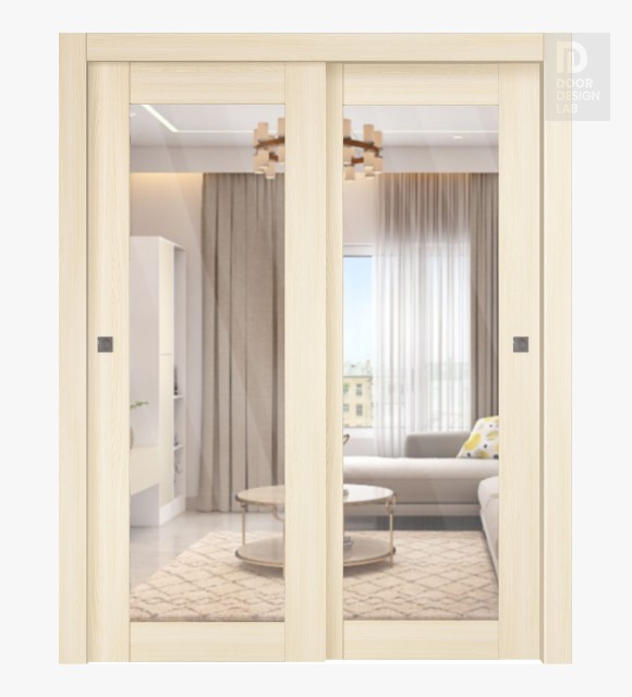 Avon 207 Clear Vetro Loire Ash Modern Interior Bypass Doors by Belldinni