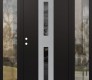 Modern Steel Front Door DIAMOND A6 60" X 80" BLACK/BLACK MIRRORED GLASS PANEL STAINLESS STEEL RHI WITH 2 SIDELITES CLEAR GLASS