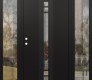 Modern Steel Front Door DIAMOND A4 64" X 80" BLACK/BLACK CLEAR GLASS PANEL BLACK RHI WITH 2 SIDELITES CLEAR GLASS