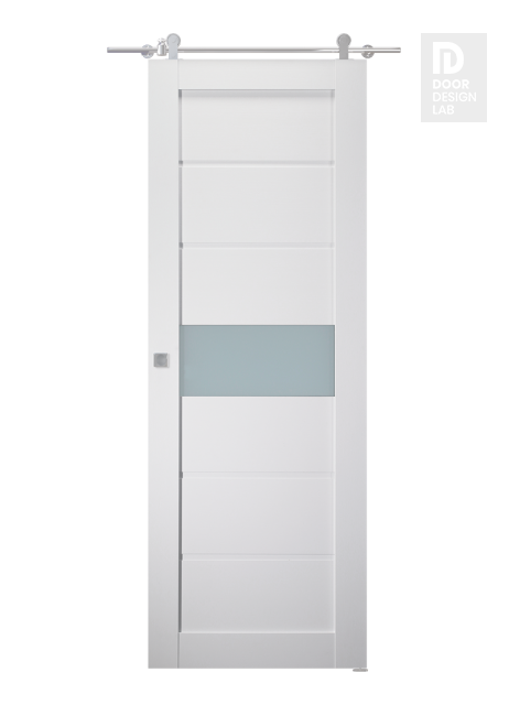 Edna Vetro Bianco Noble Modern Interior Barn Door by Belldinni