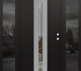 Modern Steel Front Door DIAMOND A4 64" X 80" BLACK/BLACK CLEAR GLASS PANEL STAINLESS STEEL LHI WITH 2 SIDELITES MIRRORED GLASS