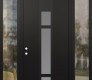 Modern Steel Front Door DIAMOND A9 60" X 96" BLACK/WHITE FROSTED GLASS PANEL BLACK RHI WITH 2 SIDELITES AND TRANSOM CLEAR GLASS