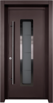 MODERN FRONT STEEL DOOR ARGOS BROWN/WHITE 37 7/16" X 81 11/16" RHI + HARDWARE