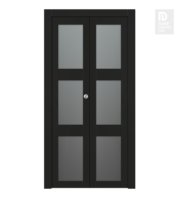 Avon 3 Lite Vetro Black Matte Modern Interior Bifold Doors by Belldinni