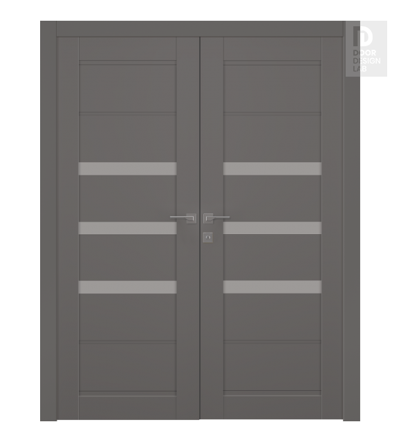 Rita Vetro Gray Matte Modern Interior Double Swing Doors by Belldinni
