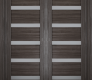 Leora Vetro Gray Oak Modern Interior Double Pocket Doors by Belldinni