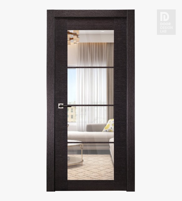 Avanti 4 Lite Clear Vetro Black Apricot Modern Interior Door by Belldinni