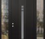Modern Steel Front Door DIAMOND A4 68" X 96" BLACK/WHITE FROSTED GLASS PANEL BLACK RHI WITH 2 SIDELITES AND TRANSOM CLEAR GLASS