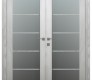 Avon 5 Lite Vetro Ribeira Ash Modern Interior Double Swing Doors by Belldinni