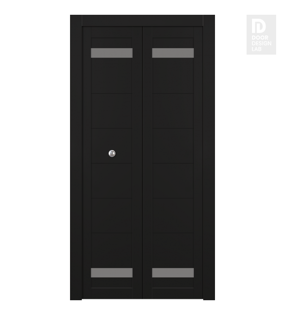 Perla Vetro Black Matte Modern Interior Bifold Doors by Belldinni
