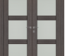 Palladio 3 Lite Vetro Gray Oak Modern Interior Double Swing Doors by Belldinni