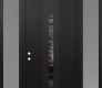 Modern Steel Front Door DIAMOND A4 68" X 96" BLACK/BLACK MIRRORED GLASS PANEL BLACK RHI WITH 2 SIDELITES AND TRANSOM FROSTED GLASS