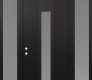 Modern Steel Front Door DIAMOND A1 60" X 96" BLACK/WHITE FROSTED GLASS PANEL BLACK RHI WITH 2 SIDELITES AND TRANSOM FROSTED GLASS