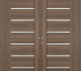 Avon 07-02 Vetro Pecan Nutwood Modern Interior Double Swing Doors by Belldinni