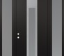 Modern Steel Front Door DIAMOND A1 68" X 96" BLACK/WHITE FROSTED GLASS PANEL STAINLESS STEEL RHI WITH 2 SIDELITES AND TRANSOM FROSTED GLASS