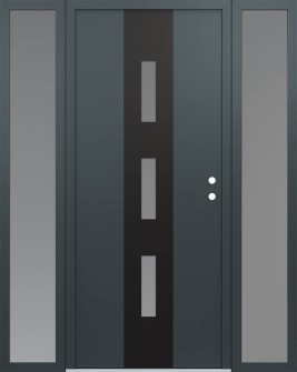 DIAMOND A7 68" X 80" ANTHRACITE/ANTHRACITE FROSTED GLASS PANEL BLACK LHI WITH 2 SIDELITES FROSTED GLASS