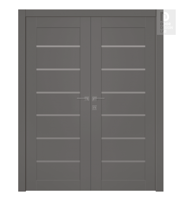 Alba Gray Matte Modern Interior Double Swing Doors by Belldinni