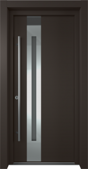 MODERN FRONT STEEL DOOR ZEPHYR BROWN/WHITE 37 7/16" X 81 11/16" RHI + HARDWARE