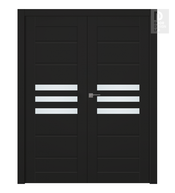 Dome Vetro Black Matte Modern Interior Double Swing Doors by Belldinni