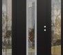 Modern Steel Front Door DIAMOND A1 60" X 80" BLACK/BLACK CLEAR GLASS PANEL STAINLESS STEEL LHI WITH 2 SIDELITES CLEAR GLASS