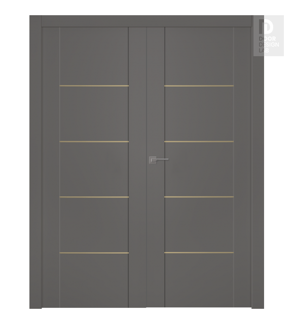 Avon 01 4H Gold Gray Matte Modern Interior Double Swing Doors by Belldinni
