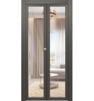 Avon 207 Clear Vetro Gray Matte Bi-folding doors