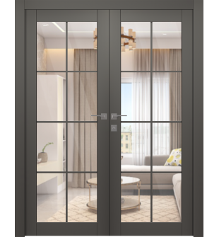 Avon 8 Lite Clear Vetro Gray Matte Double doors