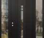 Modern Steel Front Door DIAMOND A4 64" X 96" BLACK/BLACK CLEAR GLASS PANEL BLACK RHI WITH 2 SIDELITES AND TRANSOM CLEAR GLASS
