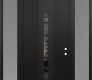 Modern Steel Front Door DIAMOND A4 64" X 96" BLACK/BLACK MIRRORED GLASS PANEL BLACK LHI WITH 2 SIDELITES AND TRANSOM FROSTED GLASS