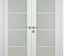Smart Pro 4 Lite Vetro Polar White Modern Interior Double Swing Doors by Belldinni