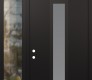 Modern Steel Front Door DIAMOND A1 52" X 96" BLACK/WHITE FROSTED GLASS PANEL BLACK RHI WITH SIDELITE AND TRANSOM CLEAR GLASS