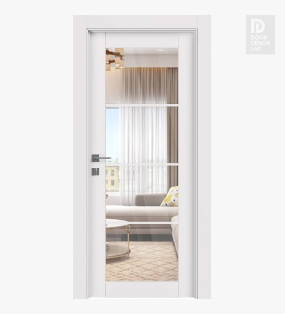 Smart Pro 4 Lite Clear Vetro Polar White Modern Interior Door by Belldinni