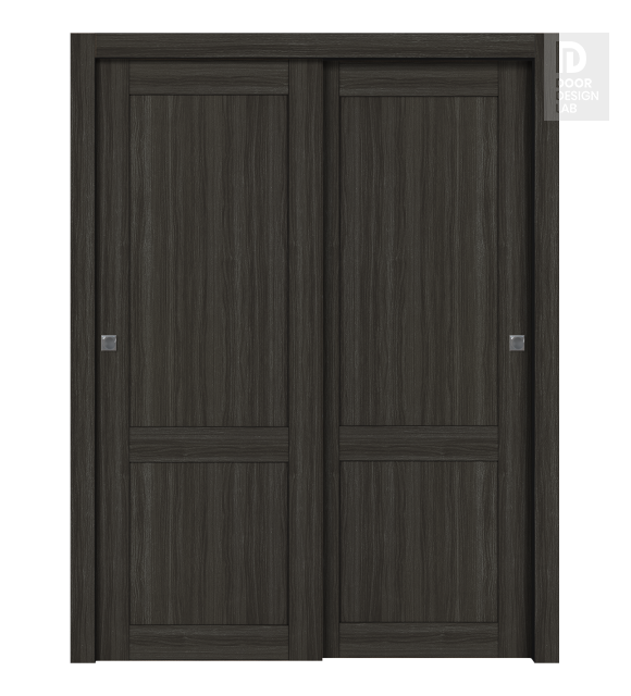 Shaker 2 Panel Gray Oak Modern Interior Bypass Doors by Belldinni