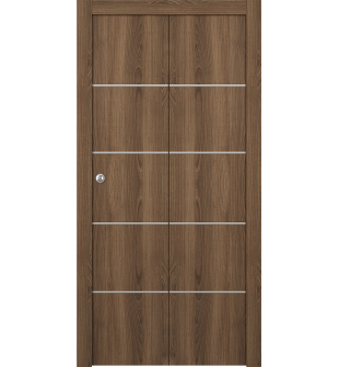 Optima 4H Pecan Nutwood Bi-folding doors