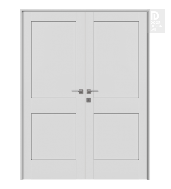 Shaker 2 Panel Primed Modern Interior Double Swing Doors by Belldinni