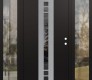 Modern Steel Front Door DIAMOND A4 64" X 80" BLACK/BLACK MIRRORED GLASS PANEL STAINLESS STEEL LHI WITH 2 SIDELITES CLEAR GLASS