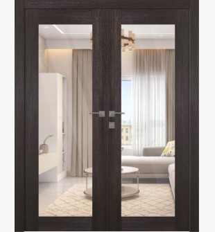 Avon 207 Clear Vetro Veralinga Oak Double doors