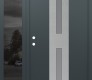 Modern Steel Front Door DIAMOND A6 50" X 80" ANTHRACITE/ANTHRACITE FROSTED GLASS PANEL STAINLESS STEEL RHI WITH SIDELITE MIRRORED GLASS