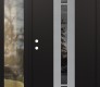 Modern Steel Front Door DIAMOND A4 50" X 80" BLACK/BLACK MIRRORED GLASS PANEL STAINLESS STEEL RHI WITH SIDELITE CLEAR GLASS
