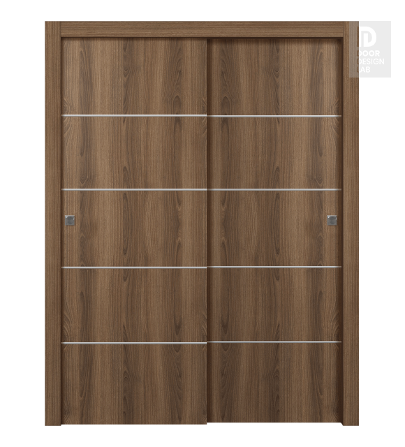 Optima 4H Pecan Nutwood Modern Interior Bypass Doors by Belldinni
