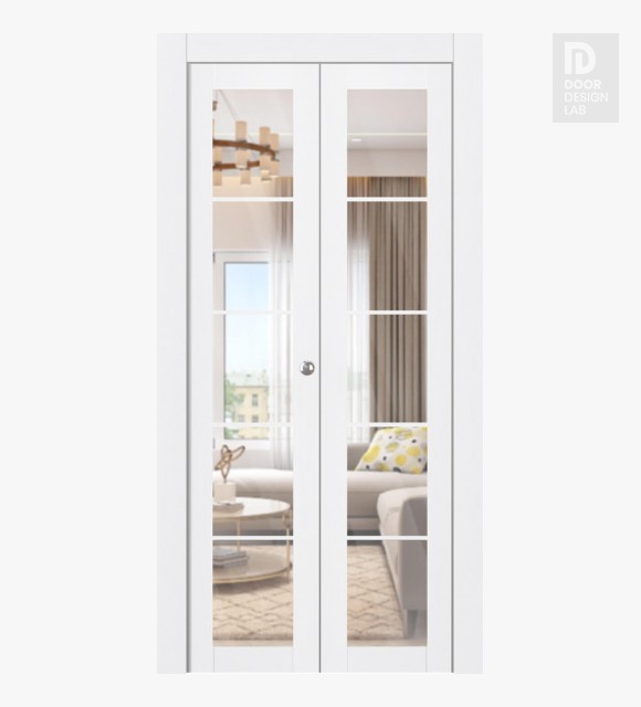 Palladio 5 Lite Clear Vetro Bianco Noble Modern Interior Bifold Doors by Belldinni