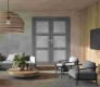 Avon 3 Lite Vetro Gray Matte Double doors