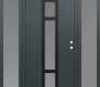 Modern Steel Front Door DIAMOND A9 64" X 80" ANTHRACITE/ANTHRACITE FROSTED GLASS PANEL BLACK LHI WITH 2 SIDELITES FROSTED GLASS