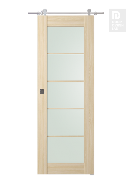 Avon 5 Lite Vetro Loire Ash Modern Interior Barn Door by Belldinni